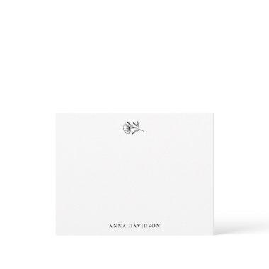 Modern Single Stem Flower Black and White Flat Note