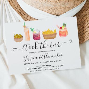 Modern snacks cocktails watercolor couples shower Invitations