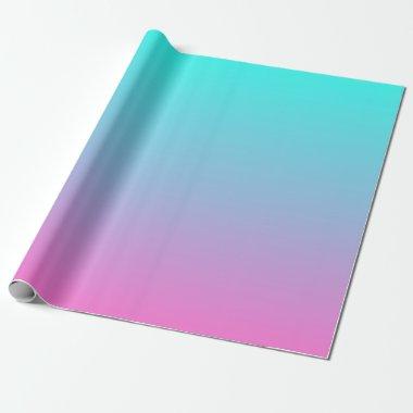 modern spring pink turquoise ombre wedding favor wrapping paper