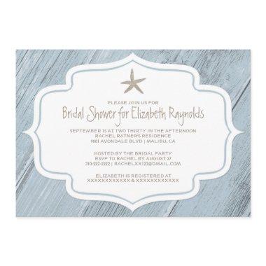 Modern Starfish Beach Bridal Shower Invitations