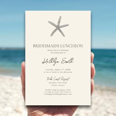 Modern Starfish Beach Ocean Bridesmaids Luncheon Invitations