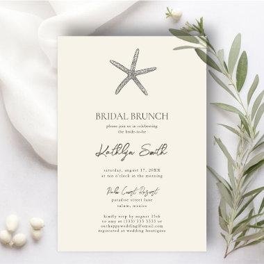 Modern Starfish Beach Ocean Wedding Bridal Brunch Invitations