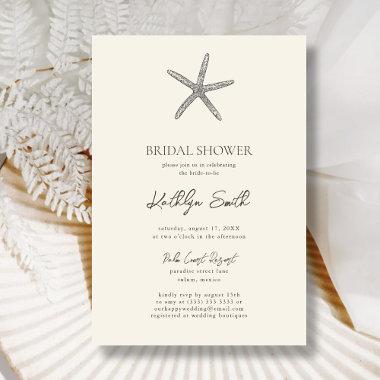 Modern Starfish Beach Ocean Wedding Bridal Shower Invitations