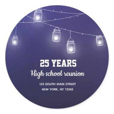 Modern string lights classic round sticker