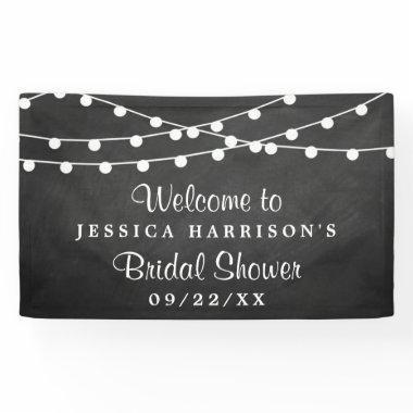 Modern String Lights On Chalkboard Bridal Shower Banner