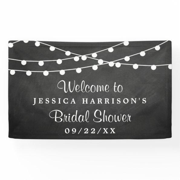Modern String Lights On Chalkboard Bridal Shower Banner