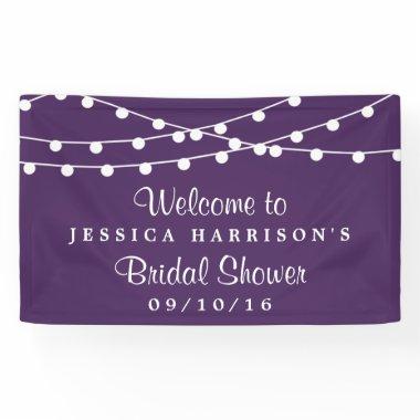 Modern String Lights On Purple Bridal Shower Banner