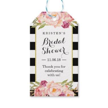 Modern Stripes Floral Decor Bridal Shower Favor Gift Tags