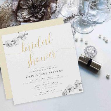 Modern Stylish Black White Orchid Bridal Shower Invitations