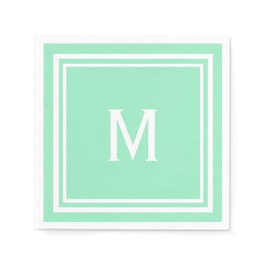 Modern Stylish Neo Mint Green Custom Monogram Paper Napkins