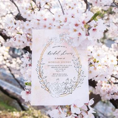 Modern Subtle Blush Floral Bridal Shower Invite