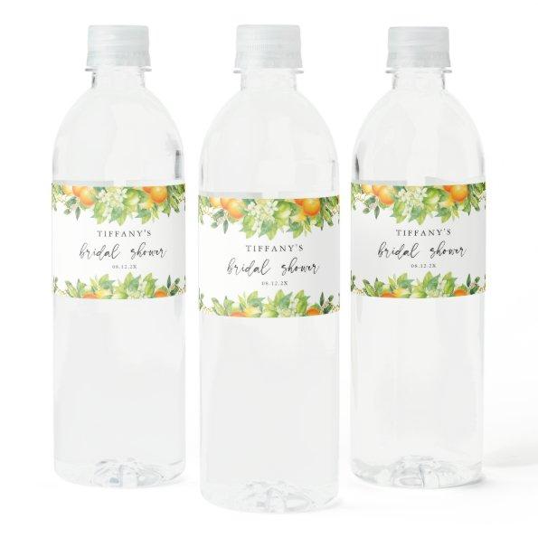 Modern Summer Oranges Lemon Citrus  Water Bottle Label