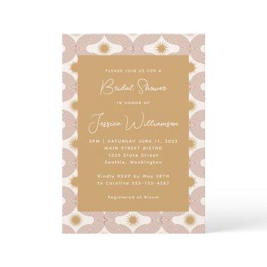 Modern Sun Moon Line Terracotta Gold Bridal Shower Invitations