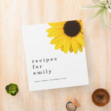 Modern Sunflower Recipes for Bride to Be 3 Ring Binder