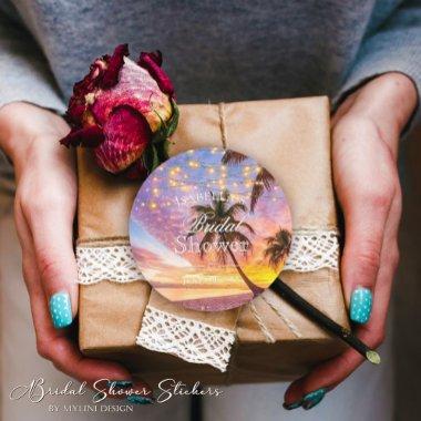 Modern Sunset & Stars Summer Beach  Classic Round Sticker