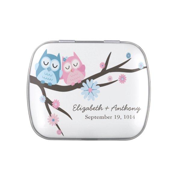 Modern Sweet Love Owls Wedding Favor Candy Jelly Belly Candy Tin