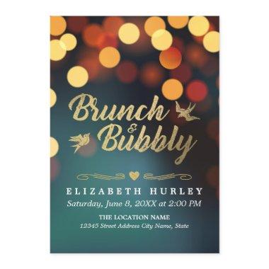 Modern Teal Gold Sparkle Bokeh Light
