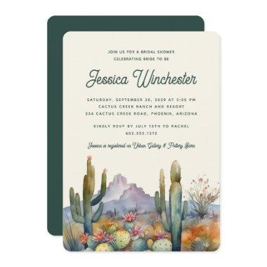 Modern Teal Green Desert Cactus