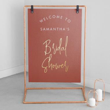 Modern Terracotta Script Welcome Bridal Shower Foil Prints