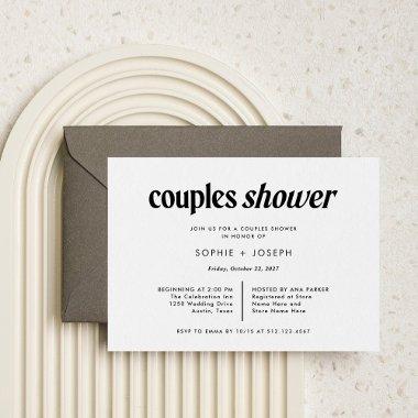 Modern Text | Black and White Couples Shower