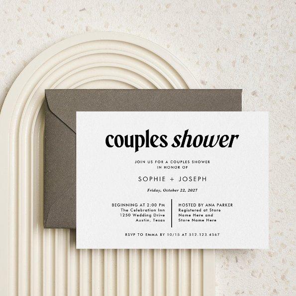 Modern Text | Black and White Couples Shower