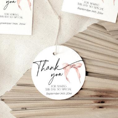 Modern Thank You for Bridal Shower with pink bow Favor Tags