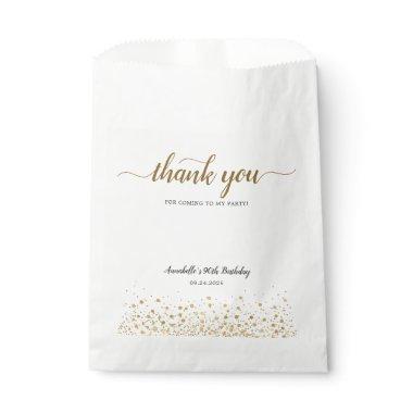 Modern Thank You For Coming Gold Confetti Birthday Favor Bag