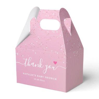 Modern Thank You Pink Glitter Baby Shower Birthday Favor Boxes