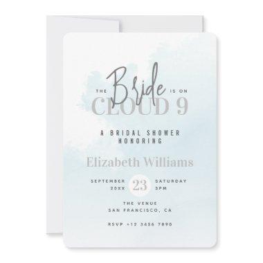 Modern The Bride is On Cloud Nine Bridal Shower Invitations