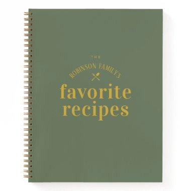 Modern Trendy Khaki Green Blank Recipe Journal