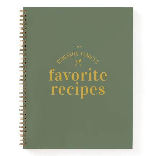 Modern Trendy Khaki Green Blank Recipe Journal