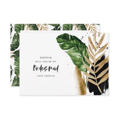 Modern tropical abstract painted Bridesmaid RSVP Card