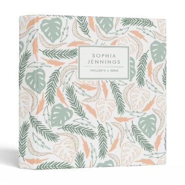 Modern Tropical Green Palm Leaves Monstera Foliage 3 Ring Binder