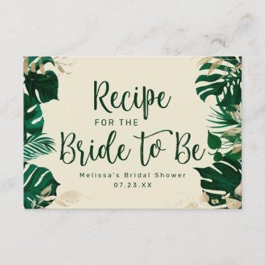 Modern Tropical Greenery Bridal Shower Recipe Enclosure Invitations