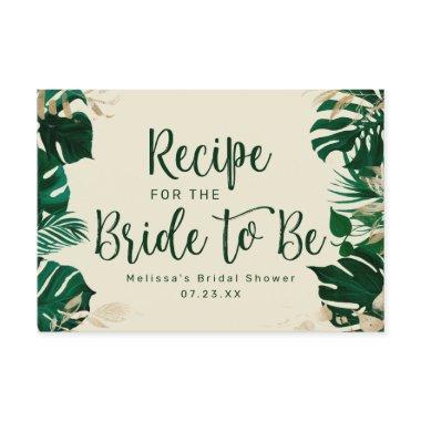 Modern Tropical Greenery Bridal Shower Recipe Enclosure Invitations