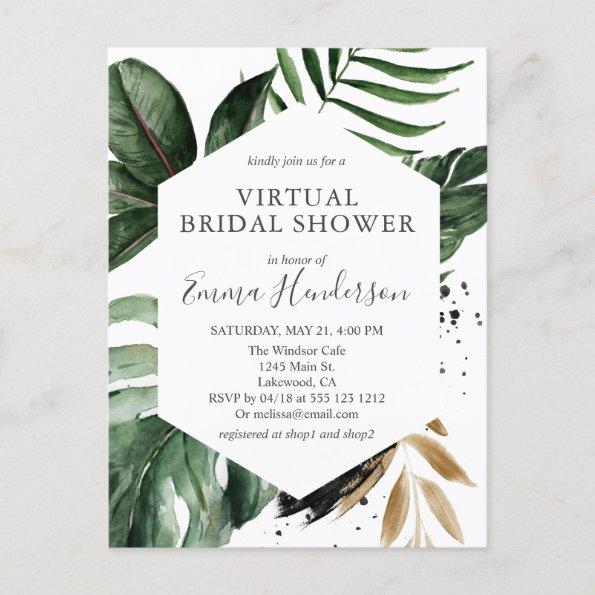 Modern Tropical Greenery Virtual Bridal Shower Invitation PostInvitations
