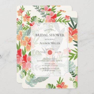 Modern Tropical Hibiscus Bridal Shower Invitations