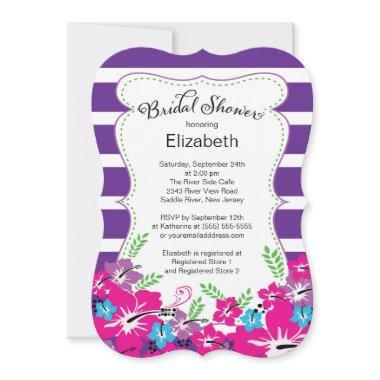 Modern Tropical Hibiscus Flowers Bridal Shower Invitations