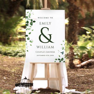 Modern Tropical Leaves Couples Shower Welcome Sign