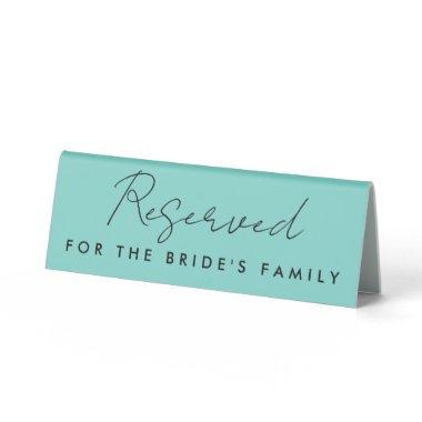 Modern Turquoise Blue Reserved Wedding Sign