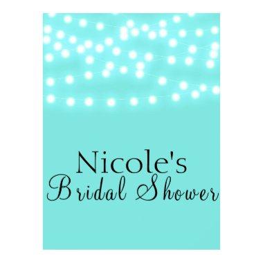 Modern Turquoise Blue & String Lights Welcome Poster