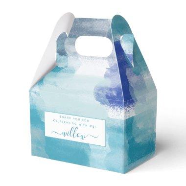 Modern Turquoise & Gray Watercolor Abstract Art Favor Boxes
