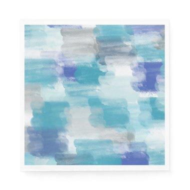 Modern Turquoise & Gray Watercolor Abstract Art Napkins