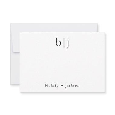Modern Two Initial Monogram Couple Stationery Note
