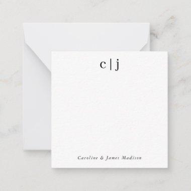 Modern Two Initial Monogram Couple Stationery Note Invitations