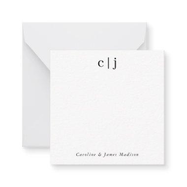 Modern Two Initial Monogram Couple Stationery Note Invitations