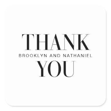 Modern Type Bold Wedding Thank You Photo  Square Sticker