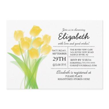 Modern Typographic Yellow Tulip Bridal Shower Invitations