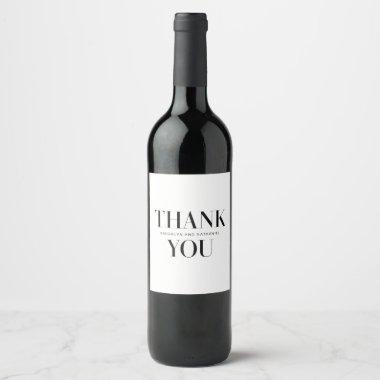 Modern Typography Bold Thank You Wine Label