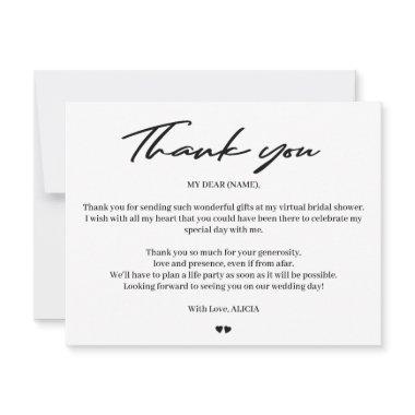 Modern typography bridal virtual shower thank you